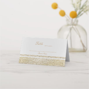 White & Sparking Gold Glam Chic Party Table Number Place Card