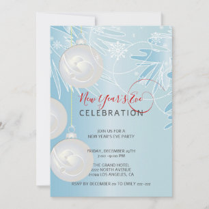 White Sparkle Christmas Balls Invitation