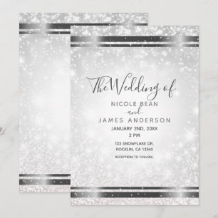 White Sparkle Elegant Winter Wonderland Wedding Invitation