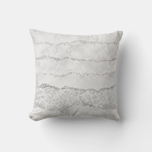 White Sparkle Glitter  Cushion