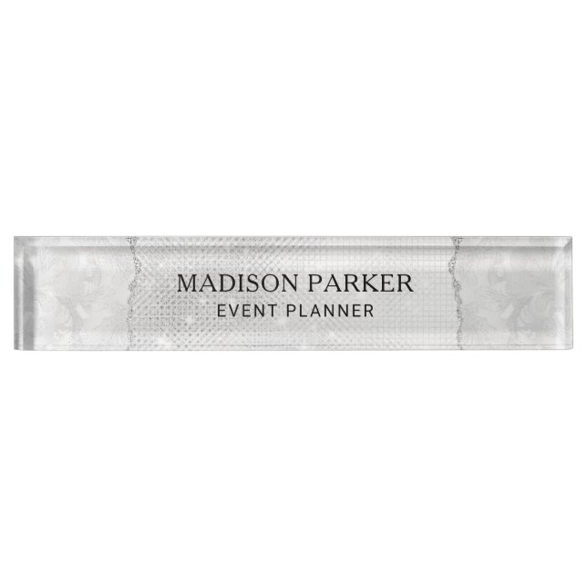 White Sparkle Glitter  Nameplate (Front)