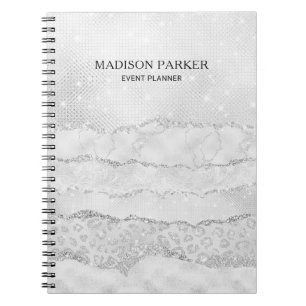 White Sparkle Glitter  Notebook