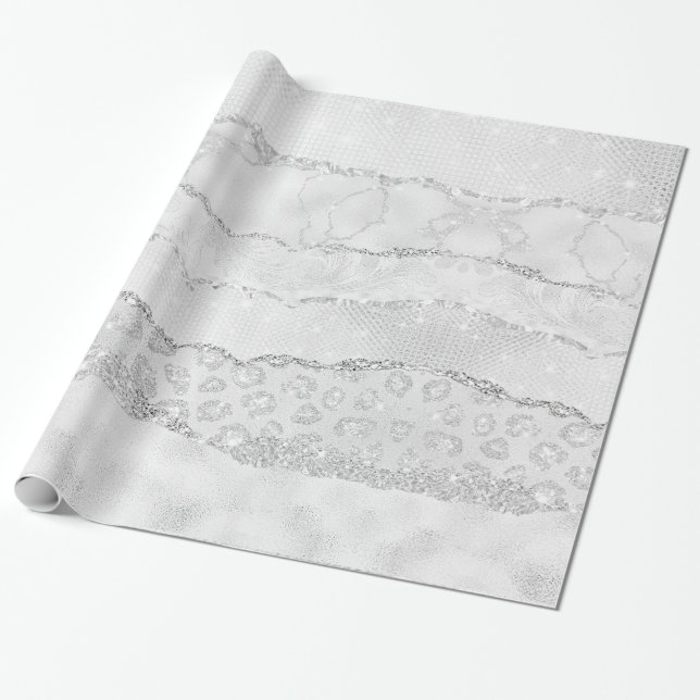 White Sparkle Glitter  Wrapping Paper (Unrolled)