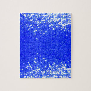 White Sparkles And Blue Background Jigsaw Puzzle