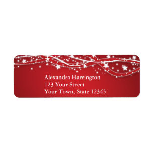 White Sparkling Stars on Red Holiday