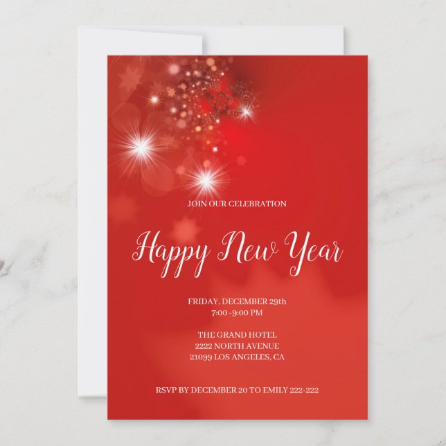 White Sparks And Red Christmas Balls Invitation (Front)