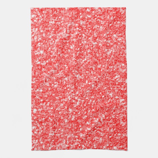 White Sparks And Red Glitter Pattern Tea Towel (Vertical)