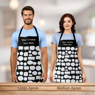 White Speech Bubbles Pattern Apron