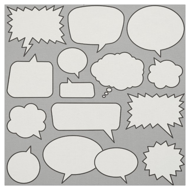 White Speech Bubbles Pattern Fabric (Swatch)