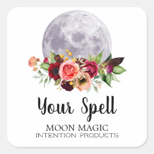 White Spell Jar Stickers With Flowers And Moon