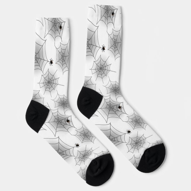 White Spider Web Halloween Crew Socks (Right)