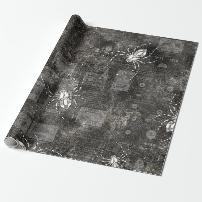 White Spiders on Catalogue Newsprint Wrapping Paper (Unrolled)