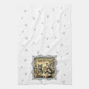 White Spill the Tea Kitchen Towel