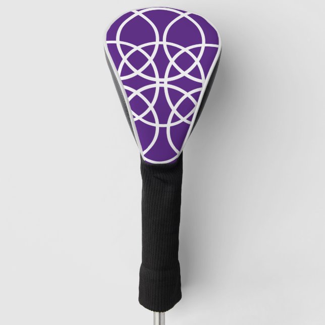 White Spiral Circles on Purple Golf Head Cover (Front)