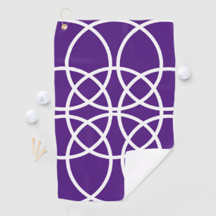 White Spiral Circles on Purple Golf Towel