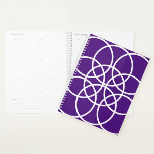 White Spiral Circles on Purple Planner