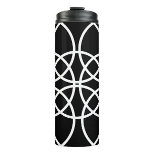 White Spiral Circles Thermal Tumbler