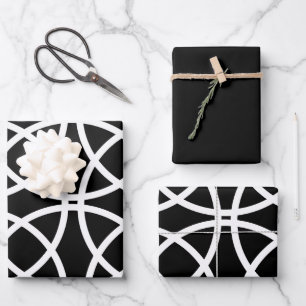 White Spiral Circles Wrapping Paper Sheet