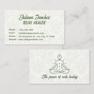 White Spiral Pattern Lotus Minimalist Reiki Business Card