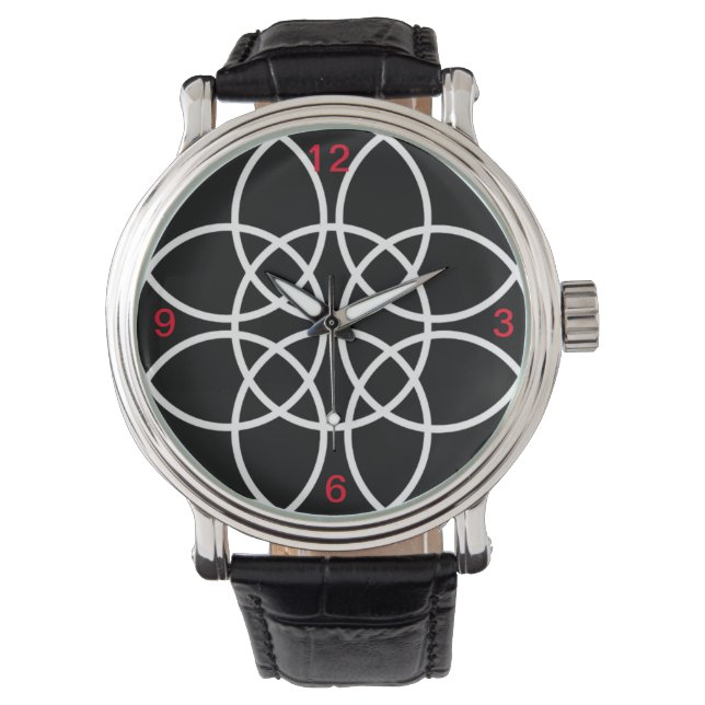 White Spirals on Black Watch (Front)