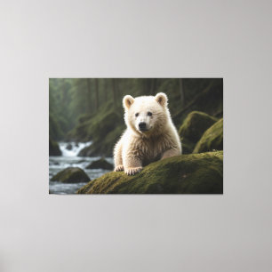 White Spirit Bear Cub Wildlife Art Canvas Print