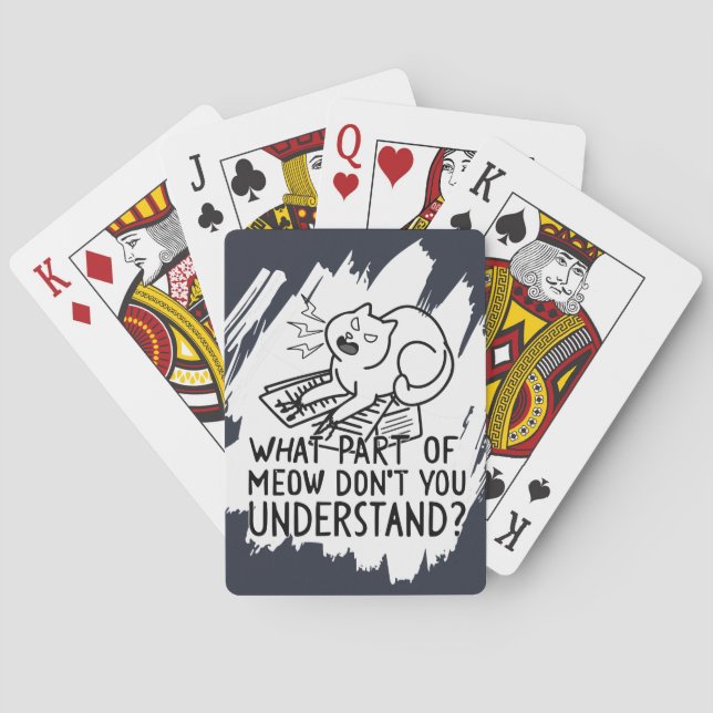 White Splash Funny Cat Quote Playing Cards (Back)