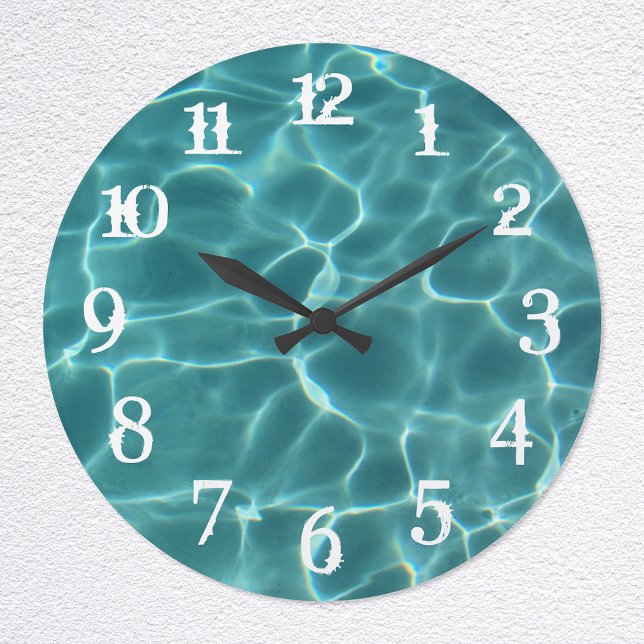 White Splash Numbers Swimming Pool Large Clock (Creator Uploaded)