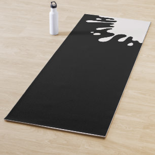 White Splash on Black Yoga Mat