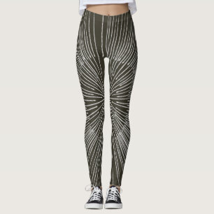 White spokes circular pattern on black, leggings