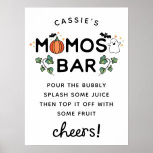 White Spooky Halloween Baby Shower Momosa Bar Poster