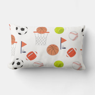 White Sports Balls Theme Collection Lumbar Pillow