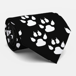 White Sports Mascot CLAW Paw On Black Tie