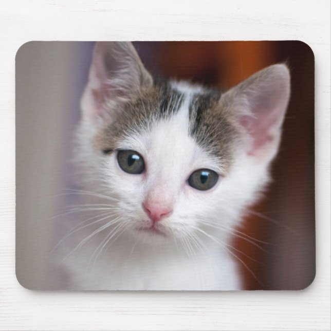 White Spotted Kitty Mouse Mat (Front)