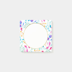 White Sprig Rainbow Colours Flower Post It Notes
