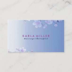 White Spring Blossom Sky-Blue Background Business Card