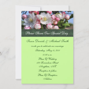 White Spring Blossoms Floral Wedding  Invitation