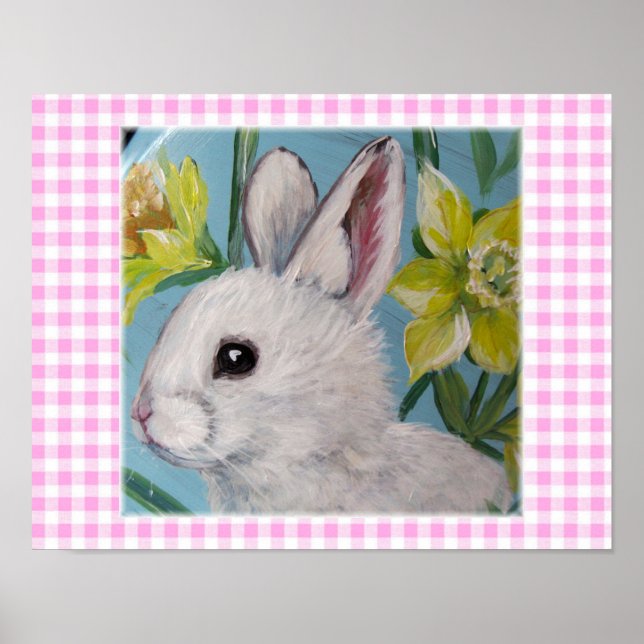 WHITE SPRING BUNNY POSTERS & PRINTS (Front)