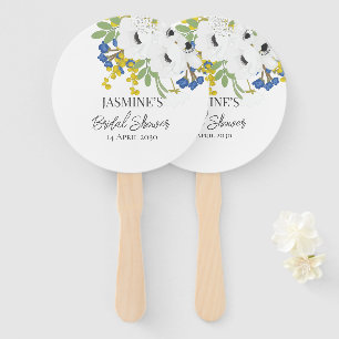 White Spring Floral Bouquet Bridal Shower  Hand Fan