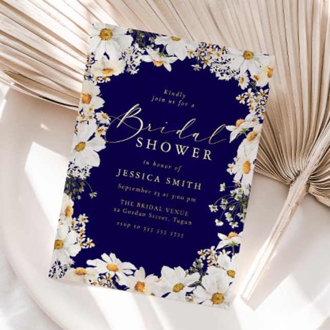 White Spring Floral & Navy Bridal Shower Gold (Creator Uploaded)