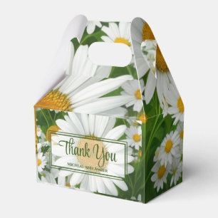 White spring floral white daisies greenery favour box