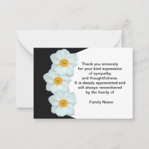 White Spring Flowers After Funeral Thank You Cards