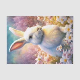 White Spring Watercolor Bunny Decoupage Paper