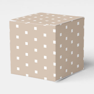 White square dots beige tan gift favour box