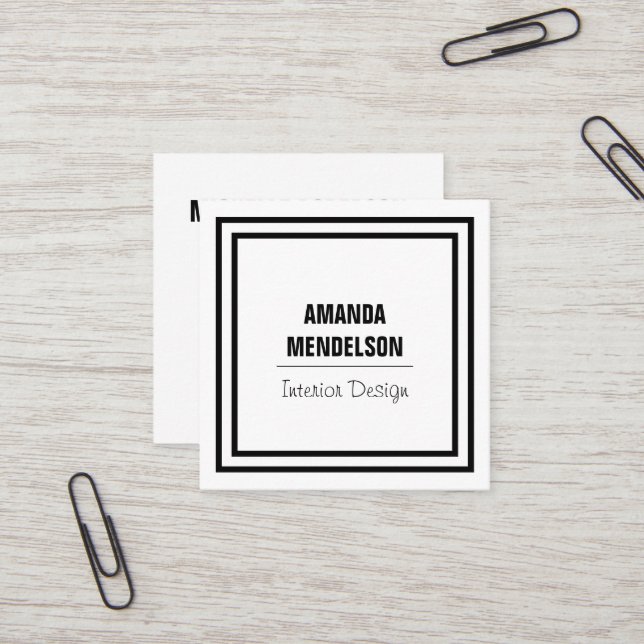white square square business card (Front/Back In Situ)