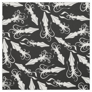 White Squid Pattern Fabric