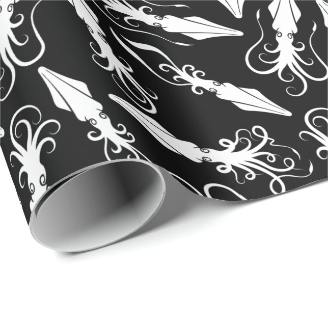 White Squid Pattern Wrapping Paper (Roll Corner)