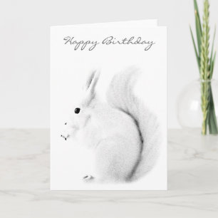 White Squirrel Happy Birthday Card