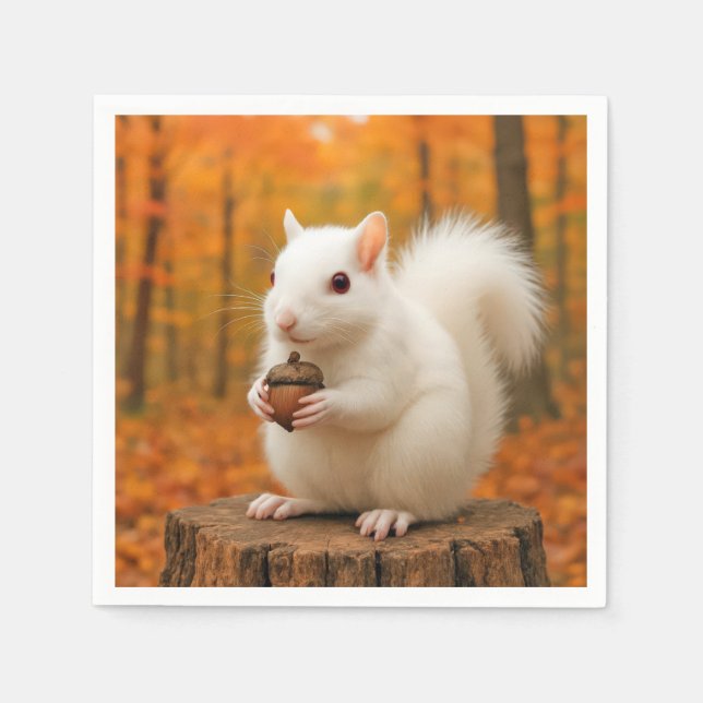 White Squirrel Holding an Acorn Napkin (Front)