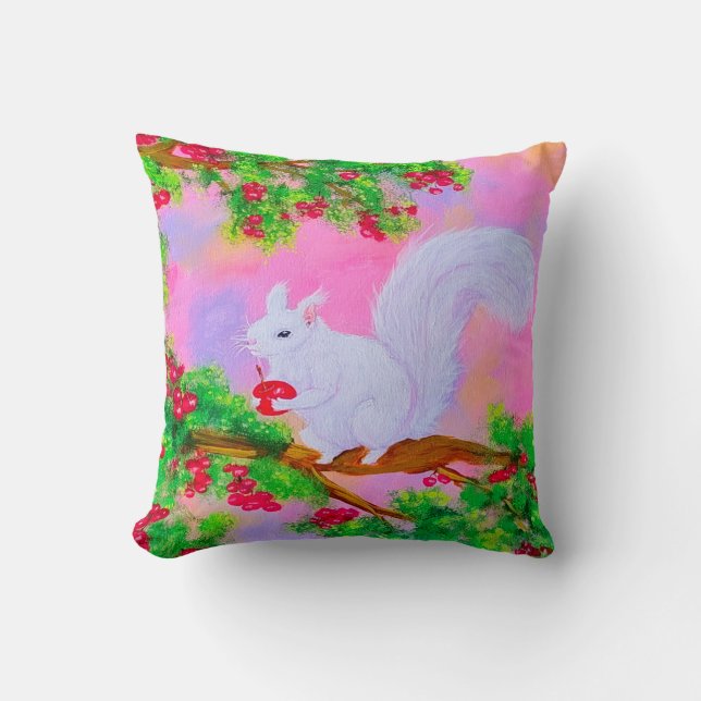 White squirrel pillow design (Front)