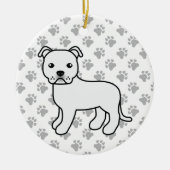 White Staffordshire Bull Terrier Cute Cartoon Dog Ceramic Tree Decoration (Front)